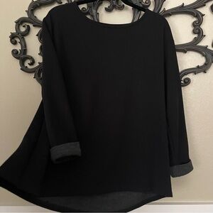 Cable and Gauge Top Scoop Neck 3/4 Length Roll Cuff Sleeve Size Large